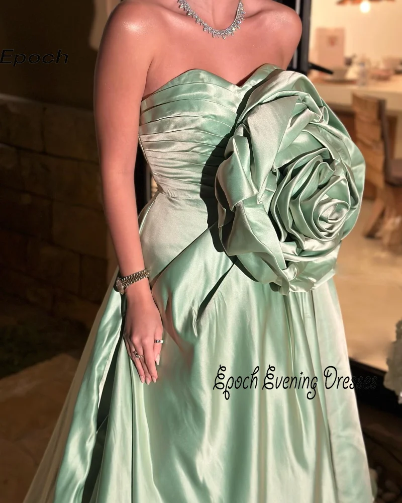 Epoch Long Evening Dress فساتين مناسبة حسب الطلب A-Line Elegant 3D Flower Strapless Cocktail Prom Gown For Sexy Women 2024