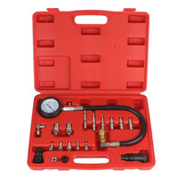 TU-15A 18PCS Gauge Kit 0-1000Psi Adapter Set Gauge Diagnostic Tools Kit Diesel Engine Cylinder Compression Tester Kit