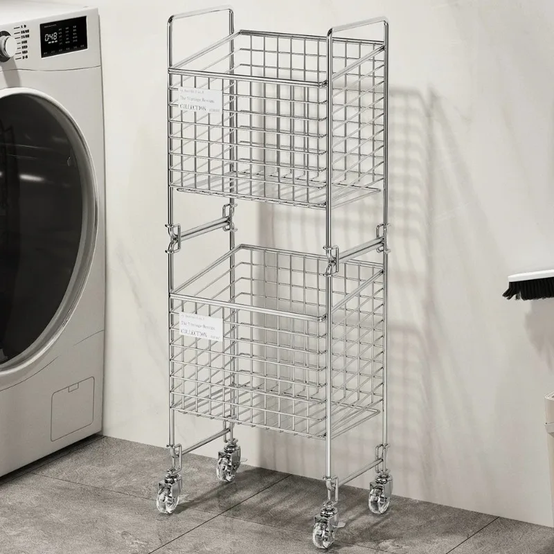 Metal Washing Laundry Hamper Wheels Trolley Clothes Large Laundry Baskets Shelves Washing Canasto Ropa Sucia Home Accessories