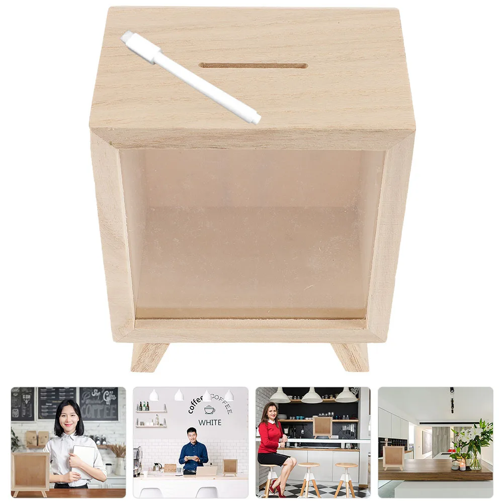 

1Set Clear Window Wooden Piggy Bank Modern Farmhouse Style Money Bank for Adults Savings Coin Jar Tip Box Donation Holder