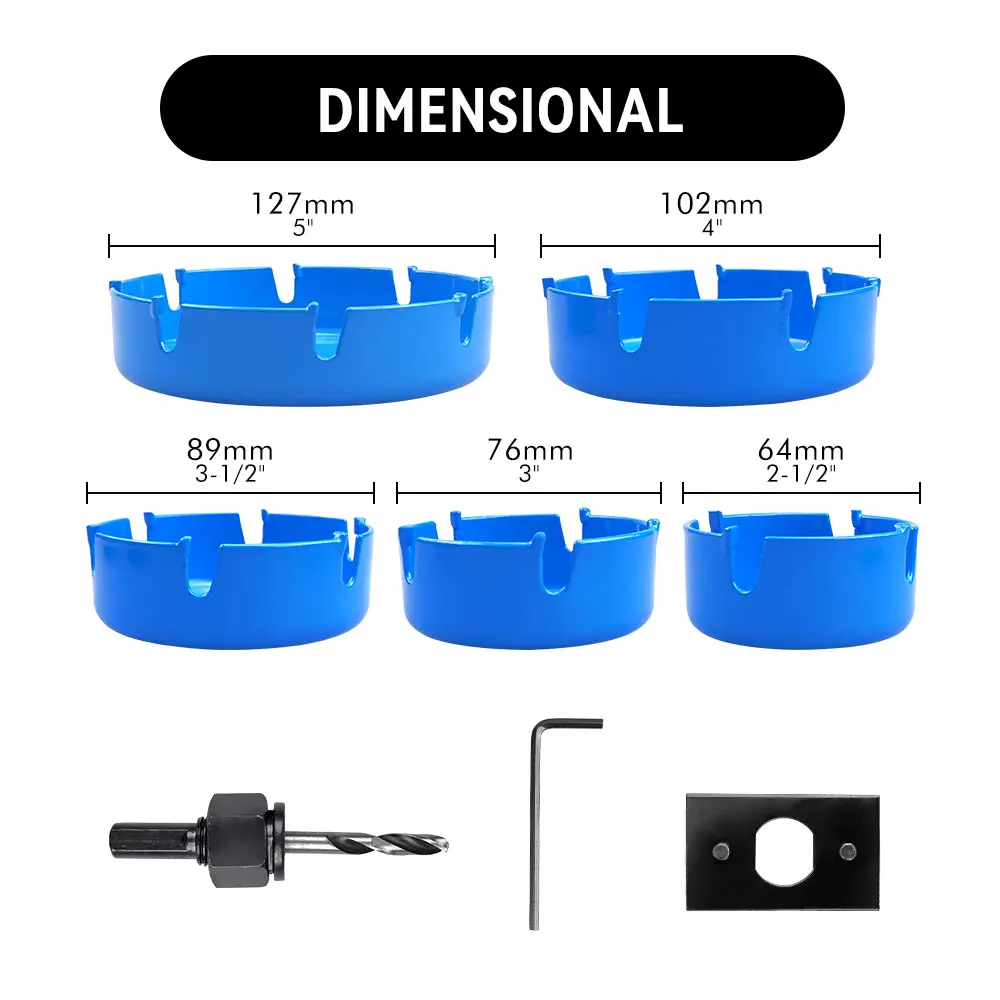 8pcs/set Hole Saw Cutting Set Kit Tools 19-64mm Wood Metal Alloys Circular Round with Case