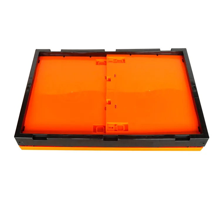 Folding Retangular Turnover Foldable Plastic Turnover Orange Box Crate