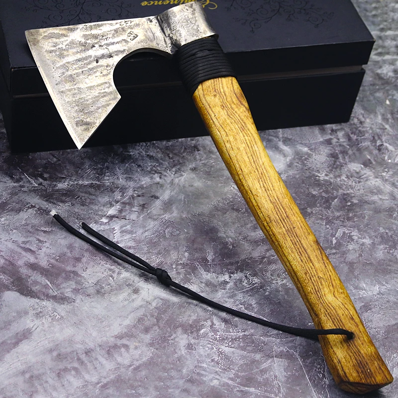 

Hand forged high carbon steel axe for outdoor woodworking chop wood and mountain axe for camping and tree cutting for farm use