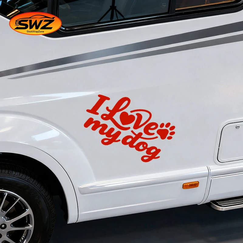 

I Love My Dog Car Sticker HD PVC Material Waterproof Pet Decal for Car Window Bumper Body Laptop Scrapbook Decor Gift,home walls