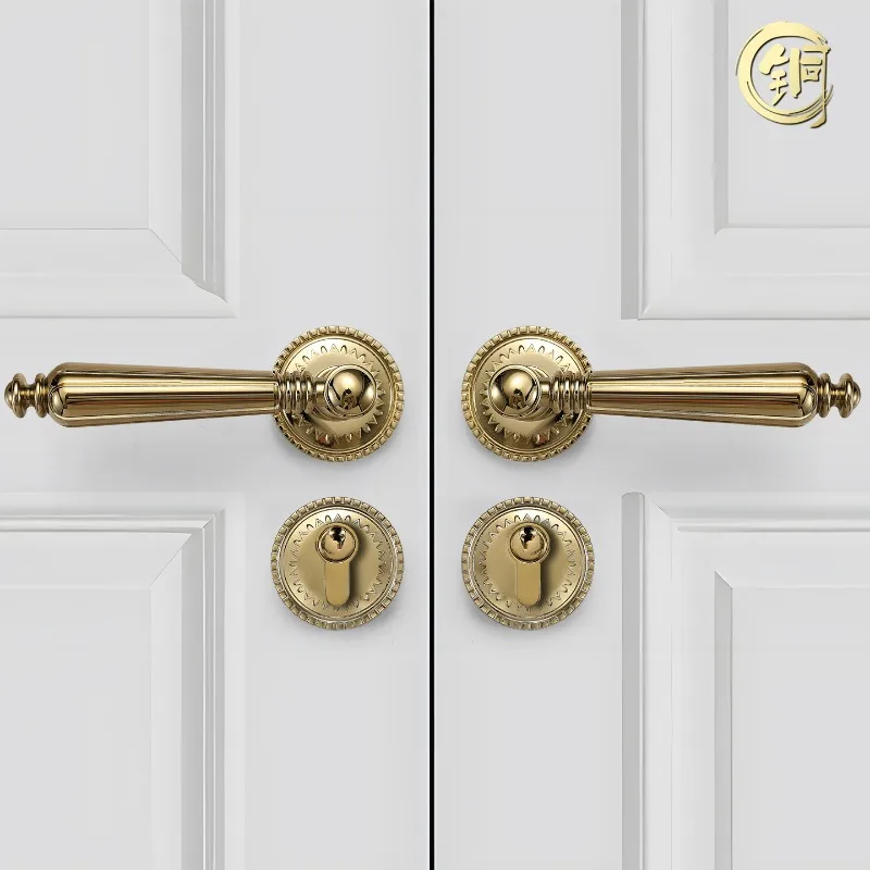 French Interior Door Lock, Light Luxury Double Door, Bedroom, Conference Room, Office, Brass Double Door Lock