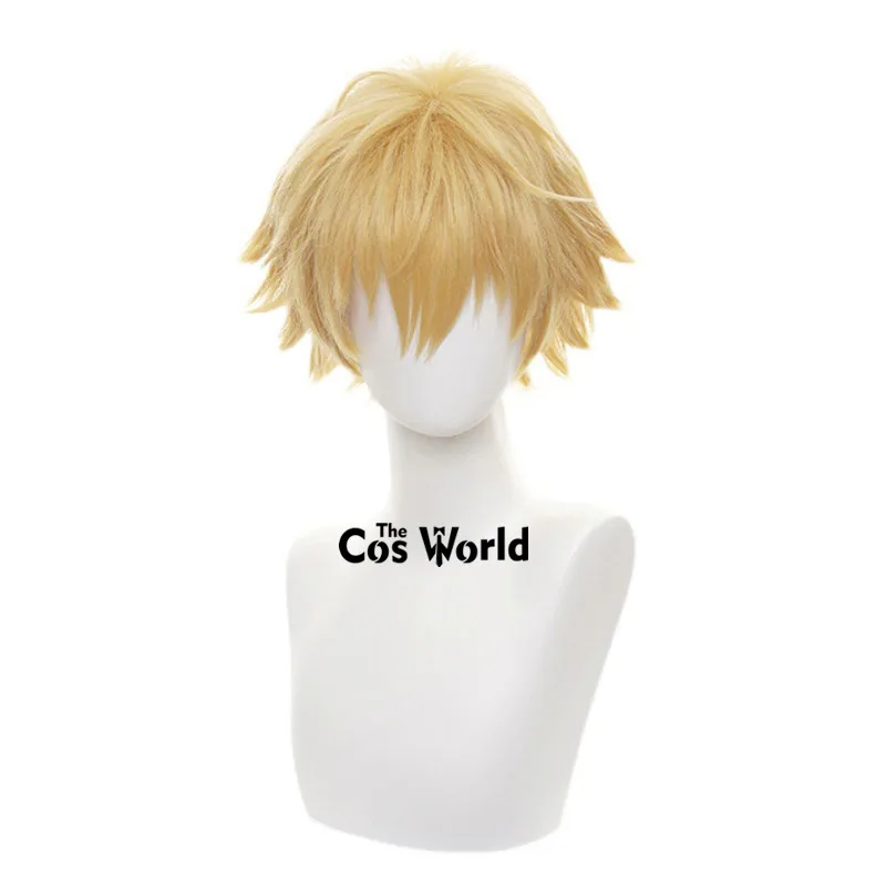 Peruka Cosplay Chainsaw Man Denji 30cm Krótka Prosta Anime Włókno Syntetyczne Odporne na Ciepło + Czepek pod Perukę