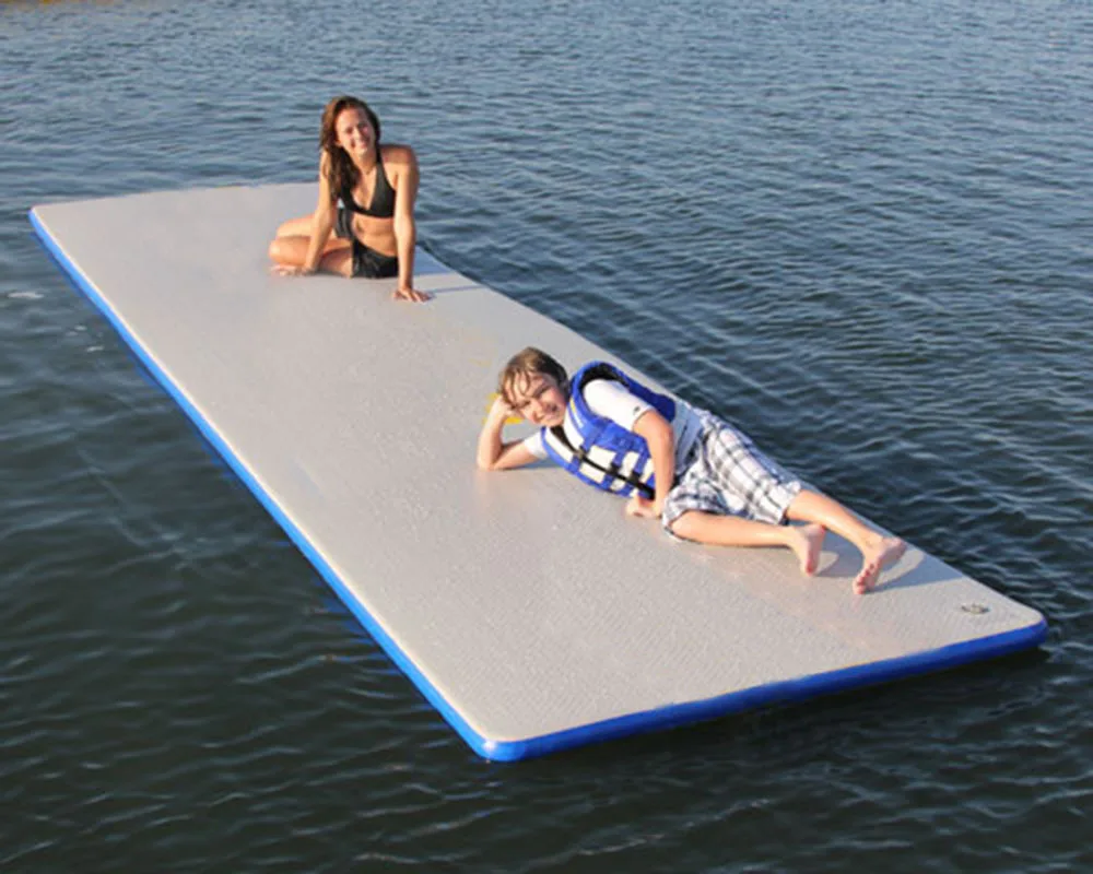 Inflável Drop Stitch Doca Flutuante De Água, Sundeck Ilha De Pesca Doca, plataforma De Natação