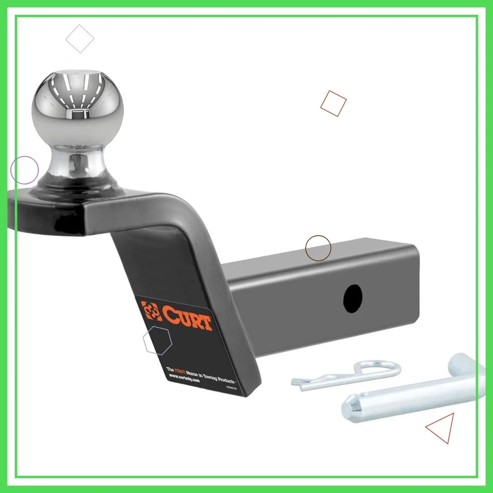 Zwaar uitgevoerde trekhaak met 2 inch kogel en pin, geschikt voor 2-inch ontvanger, capaciteit van 7500 lbs, 2-inch stijging