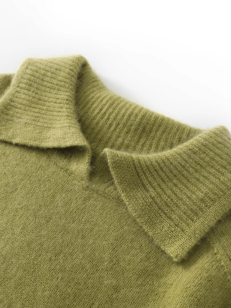 

Soft 100% Pure Cashmere Pullover Sweater Women Autumn Winter Turn-down Collar Soild Elegant Office Lady Basic Long Sleeve Tops
