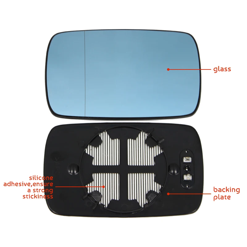 Replacement for BMW E46 Blue Left Right Side Car Glass Heated Rearview Mirror Glass 1998-2006