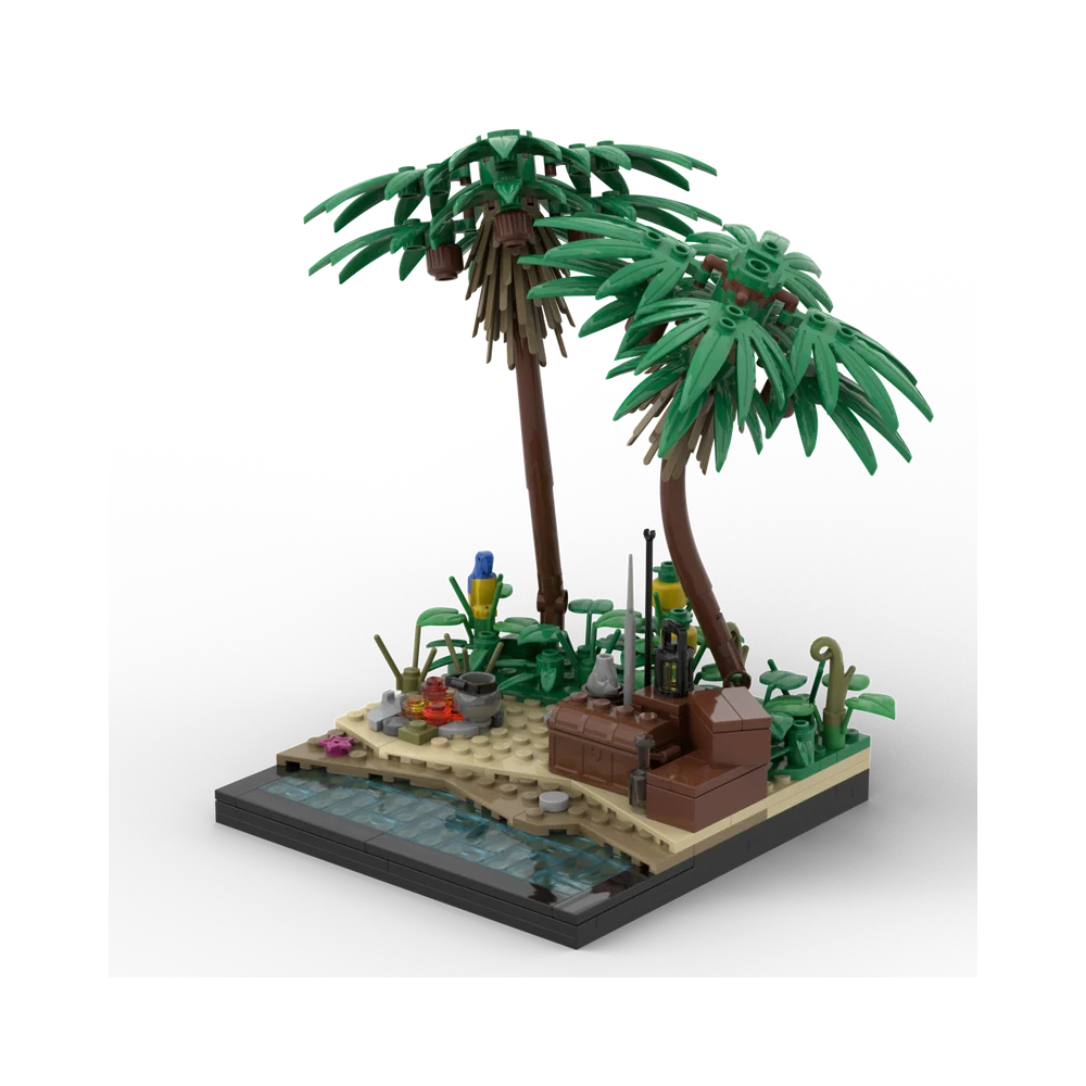 بقعة جديدة MOC-213251 مكعبات بناء تجميع الجسيمات الصغيرة مجموعة ألعاب شجرة نباتية صغيرة لبناء الشاطئ #6