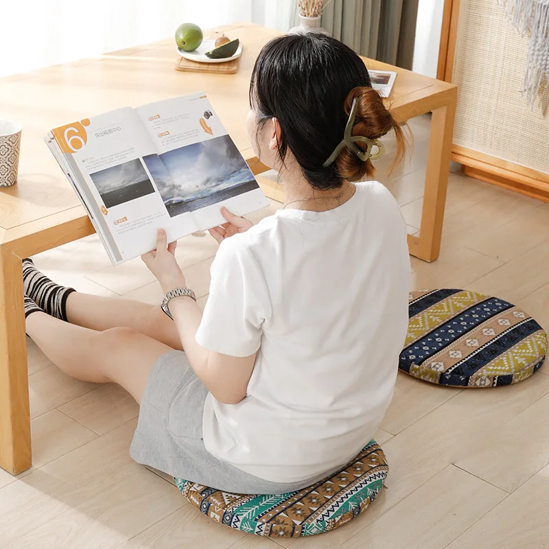 

Anti-Slip Round Seat Pillow 45x45x4.5cm, Memory Foam Meditation Mat for Yoga Floor Pouf, Removable Cover Boho Decor