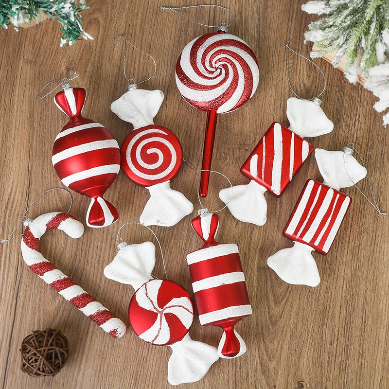 

Christmas Large Candy Pendant Red White Lollipop Candy Cane Xmas Tree Ornaments Christmas Decor Home New Year Gift 2025 Navidad