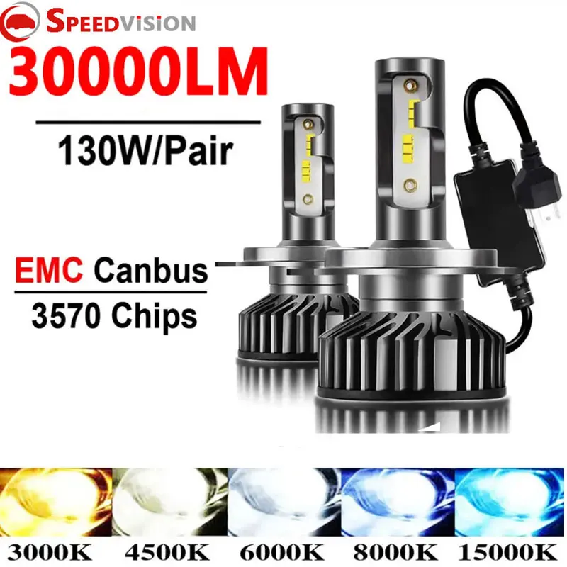 

H7 Led Headlight 130W 4300K 6000K 8000K HB3 HB4 9005 9006 H1 H8 H11 H27 Bulb Canbus EMC LED H4 Led Car Headlight for 24V Truck