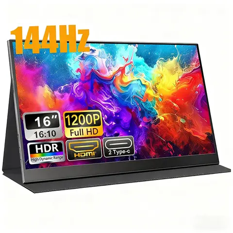 144Hz 16 inch Portable Monitor  FHD IPS Screen 1200P HDR 16:10 Display HDMI USB Type-C  External Monitor