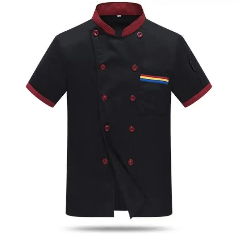 Men's Short Sleeve Wear-resistant Chef Uniform Summer Lightweight Hotel Catering Kitchen Outfit