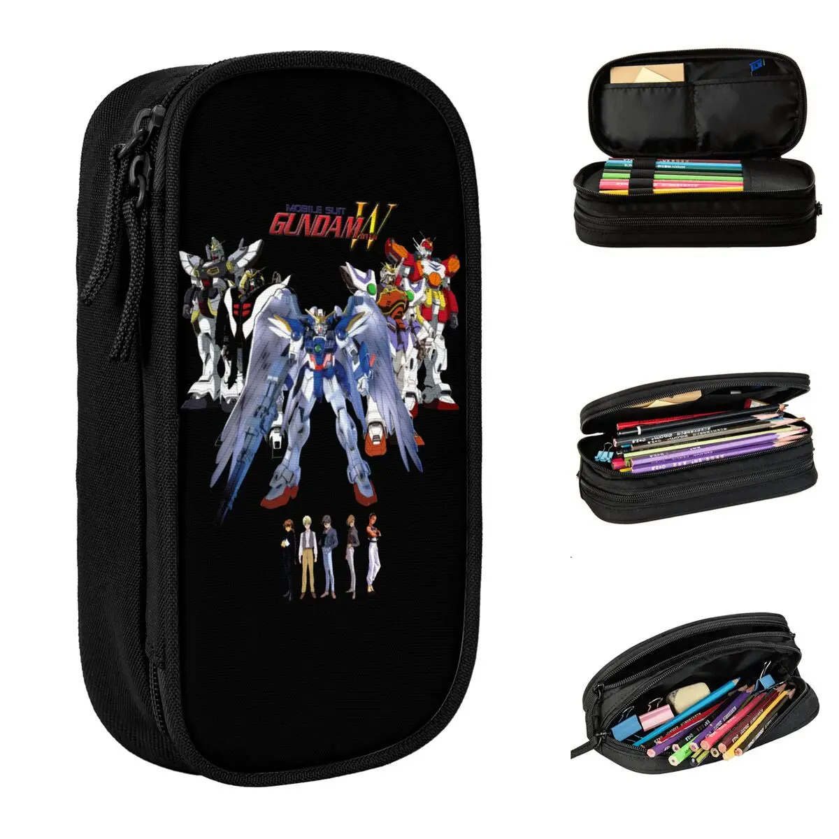 Gundam Mobile Suit Wing Astuccio per matite Sci Fi Robot giganti Astuccio per matite Penna per ragazze Ragazzi Borsa di grande capacità Accessori regalo per ufficio