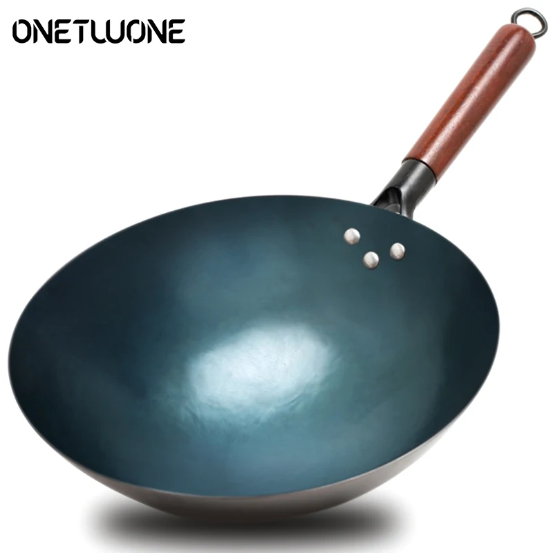 

Household Iron Wok Iron Pot Traditional Hand Forged Without Coating Iron Wok 30/32cm Old-style iron Pot