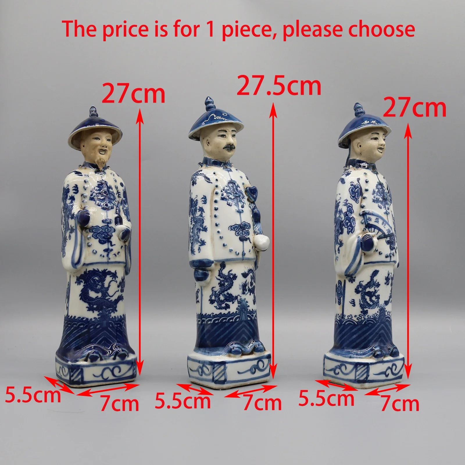 Chinese Qing Dynasty Emperor Statue, Porcelain Ancient Figurine, Table Accessory, Home Decoration