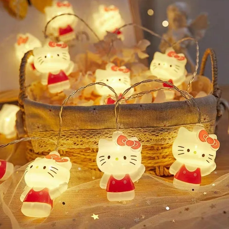 Ins Cute Cartoon Cat Fairy Lights 6M Battery String Light Decor Girls Kids Children's Room Bedroom Atmosphere Light Strip