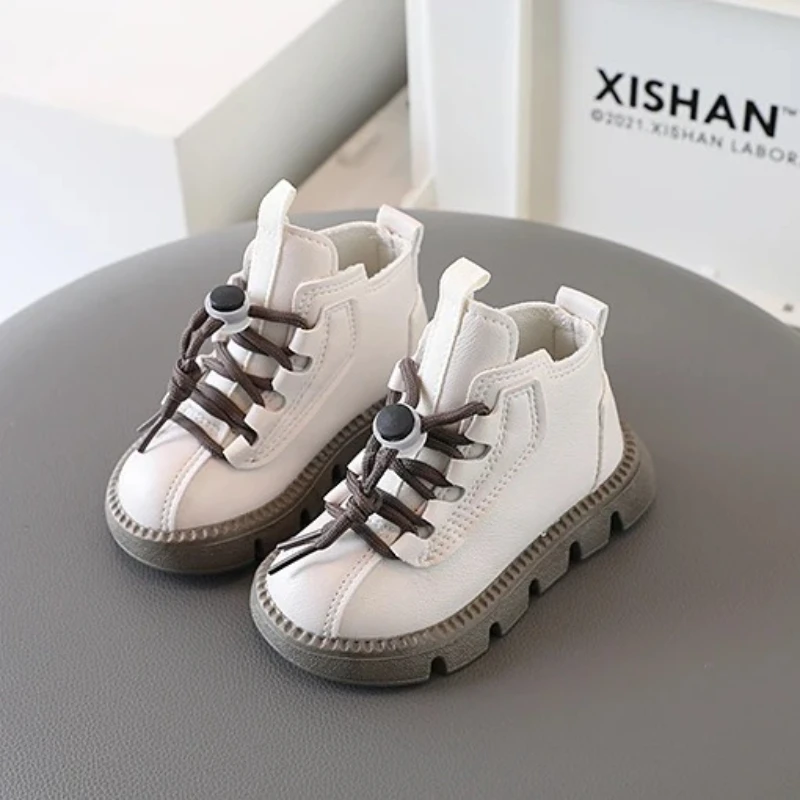 

Boys Boots Kids Ankle Boots 2025 Autumn Winter New Toddlers Children Fashion Boots for Little Boy Girl Lace-up Soft Rubber