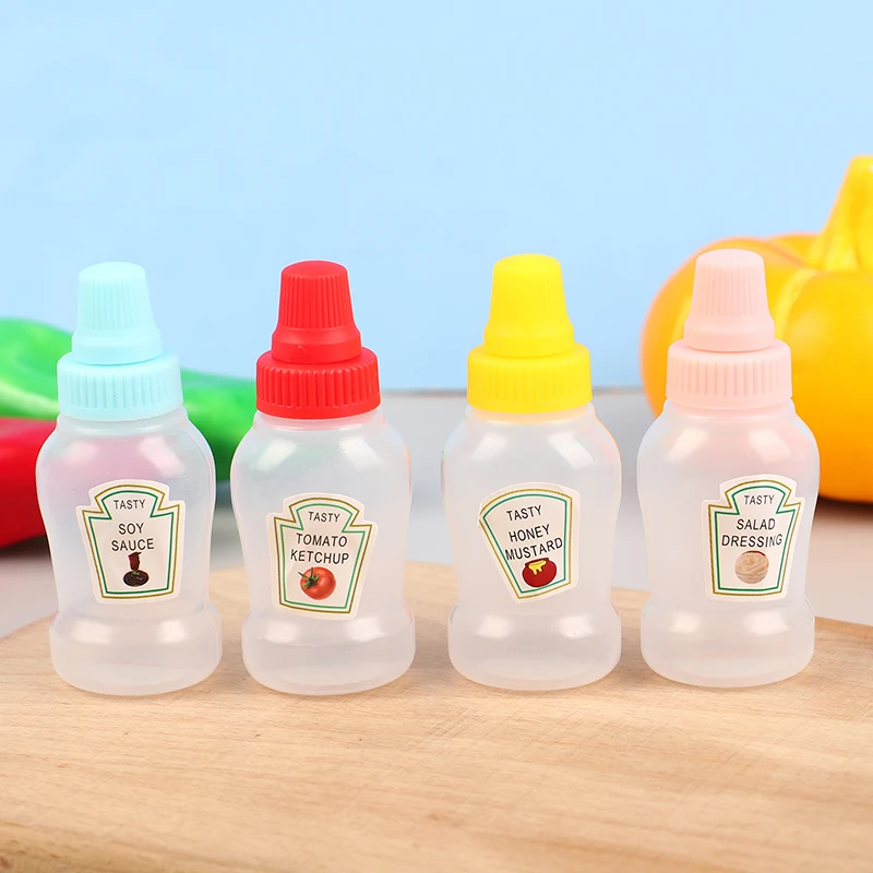 1/4pcs Mini Cute Tomato Ketchup Bottle Portable Small Sauce Container Salad Dressing Container Pantry Containers For Bento Box