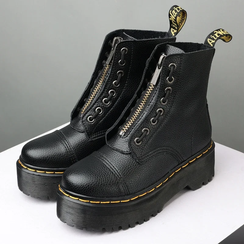 Minimalist Women Boots Casual Shoes Leather Chelsea ladies Classic Punk Female Goth Shoes High Platform Boots Women Botas Mujer