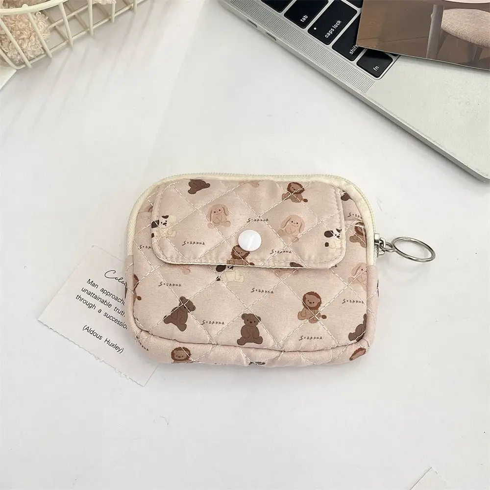 Kawaii Floral Coin Purse Korean Style Multifuctional Small Makeup Lipstick Bag Jewelry Packing Bag Card Holder