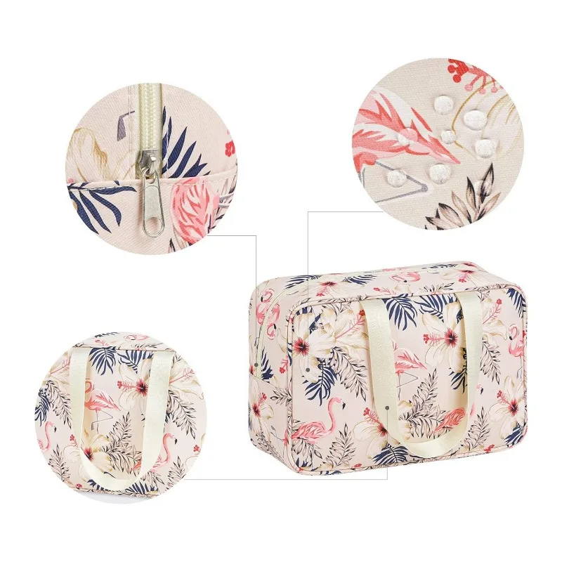 Portable Waterproof Makeup Bag Large Capacity Flamingo Wash Bag Multi-functional Storage Bag Wash Bag  Beautiful Bag  Niche Bag