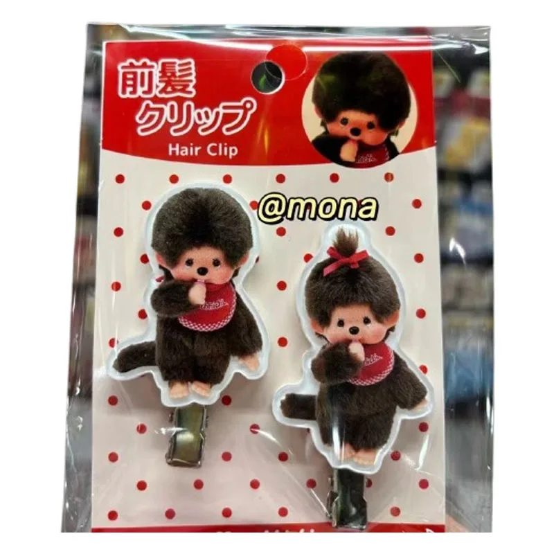 Kawaii Monchhichi 아크릴 헤어 클립 4Pcs 귀여운 만화 원숭이 머리핀 여자를위한 달콤한 헤어 액세서리 여자