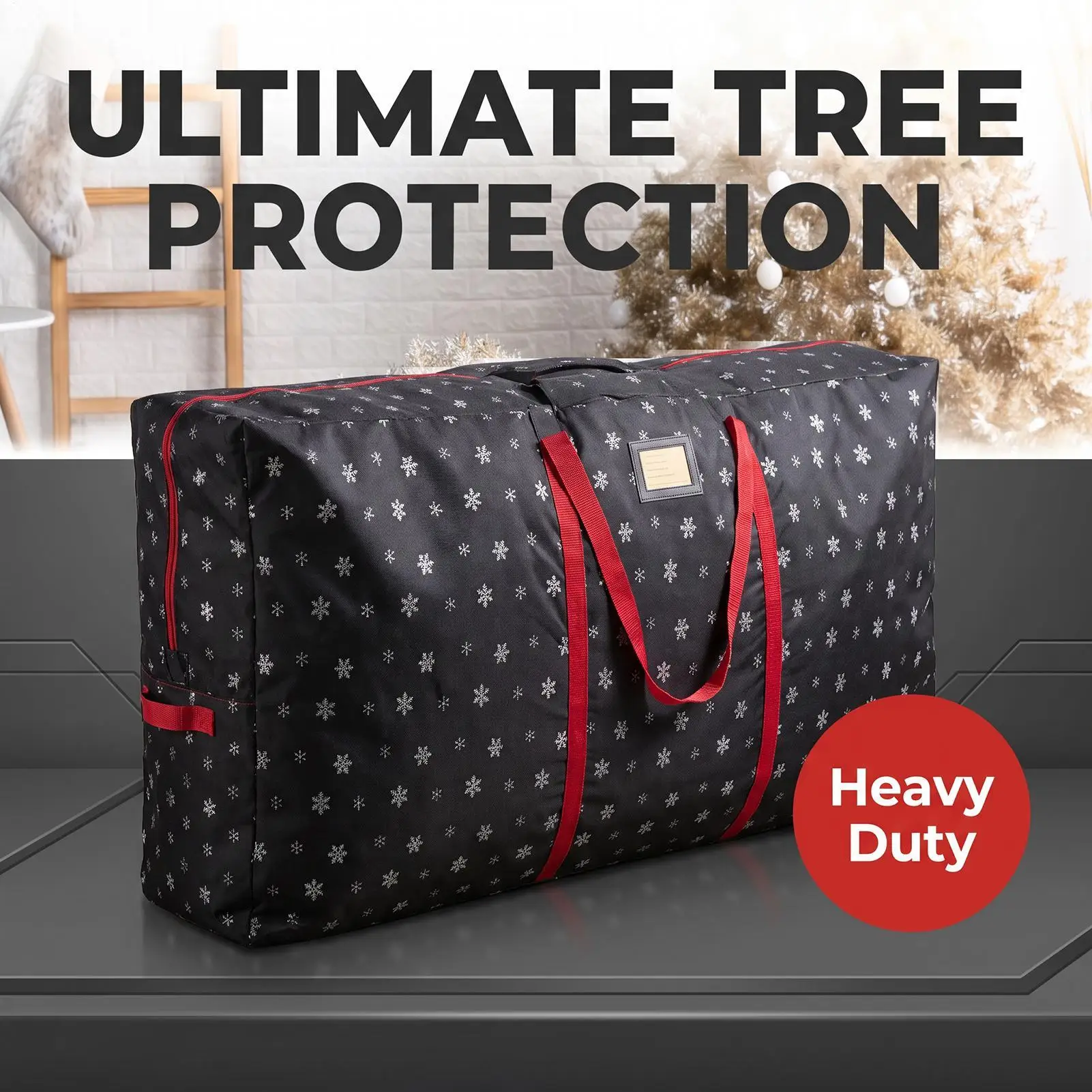 Christmas Tree Box Waterproof Reinforced Handles Snowflake Moving Tote Zipper Christmas Tree Storage Bin for Home Living Room