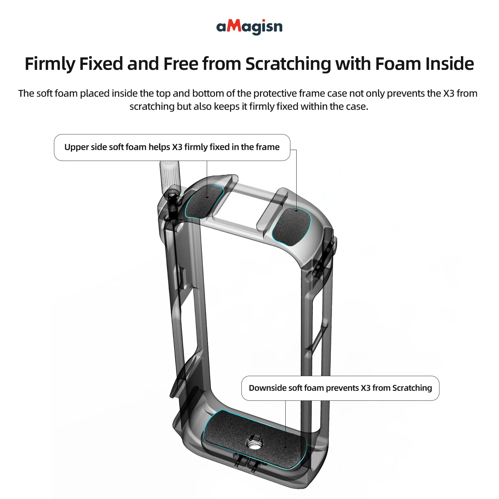 aMagisn For insta360 X3 metal rabbit cage 360X3 protective frame accessories Cold Shoe interface Aluminum alloy Shell Case