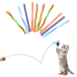 Cat toy Retractable cat-teasing stick spring interactive play chase pet supplies color random 10 packs