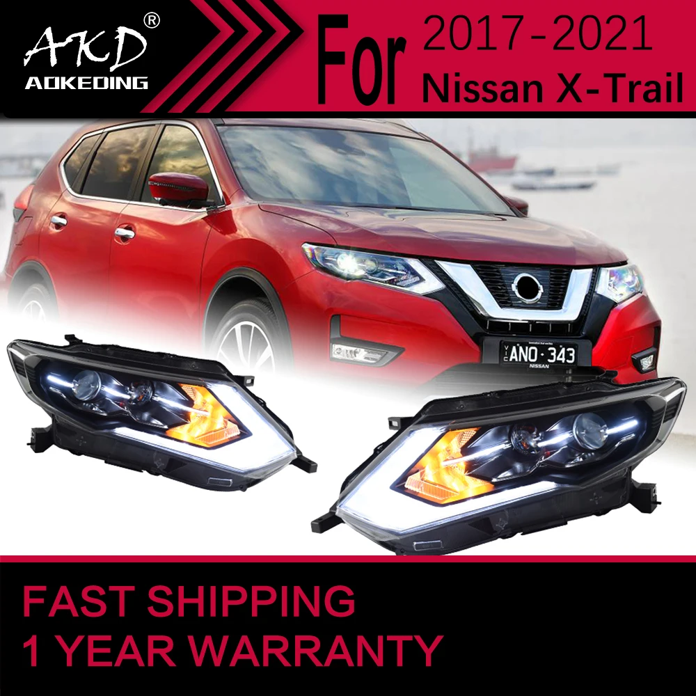 

Car Lights for Nissan X-Trail LED Headlight 2017-2021 XTrail Head Lamp Drl Dynamic Signal Projector Lens Automotive Accessories