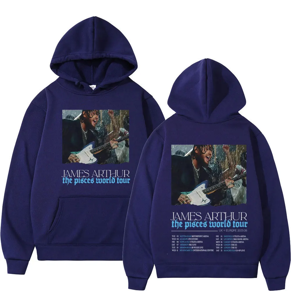 James Arthur The Piscis World Tour 2025 Sudadera con capucha gráfica para hombre, jersey informal de moda de manga larga, ropa deportiva de Hip-hop de alta calidad
