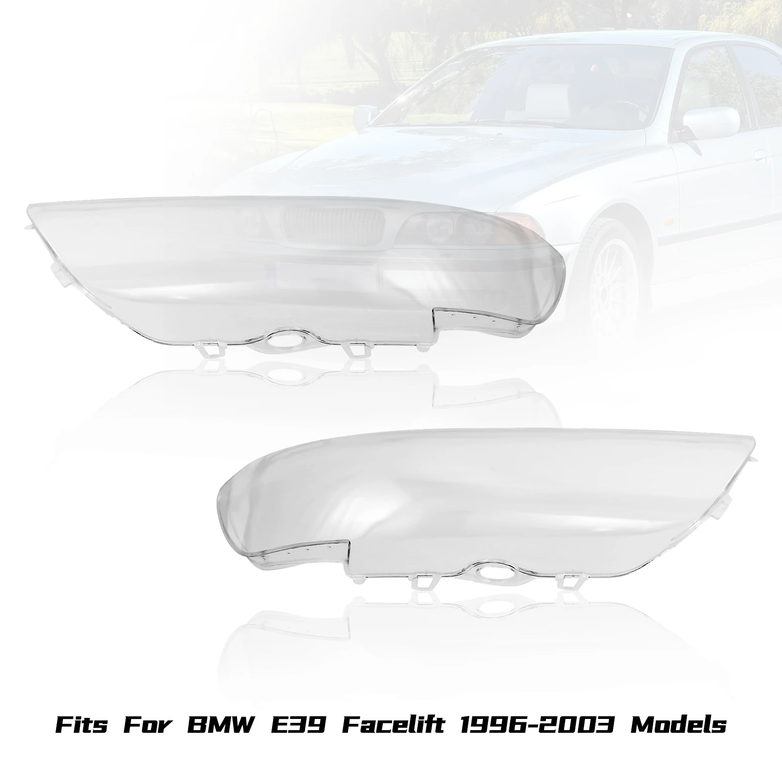 Image of 2 Stück Scheinwerfer-Klarsichtlinsenabdeckung für BMW 5er-Reihe E39 Facelift 1996-2003 63128375301/63128375302 Lampenschirm Auto-Zubehör