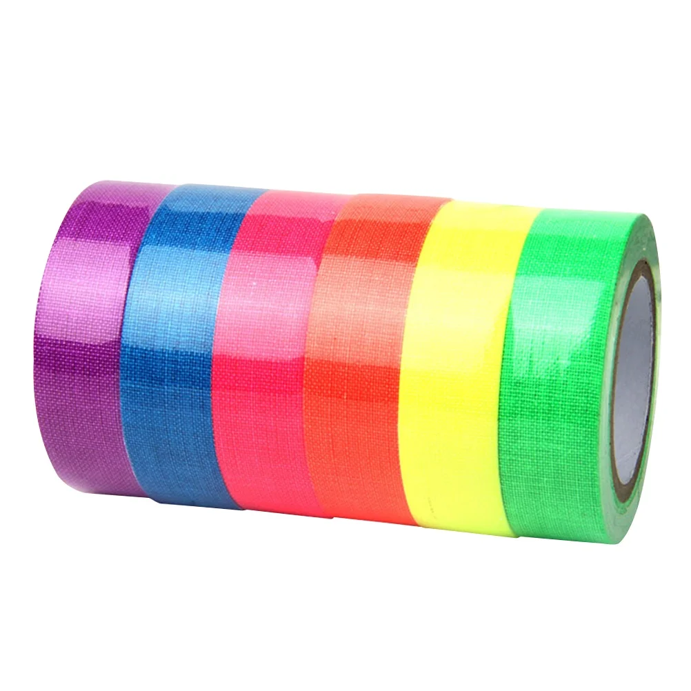 

6 Rolls Reflective Neon Blacklight Glow Dark Reflective Tape Stage Decor Non Toxic Fluorescent Tape Easy Apply Party