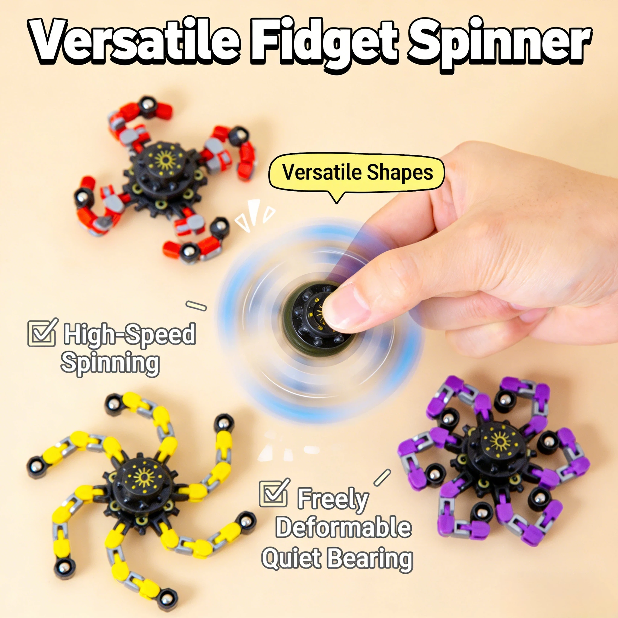 

Деформируемый креативный цепной спиннер-антистресс для детей и взрослых, сенсорный гироскоп, подарок, игрушка-спиннер для рук