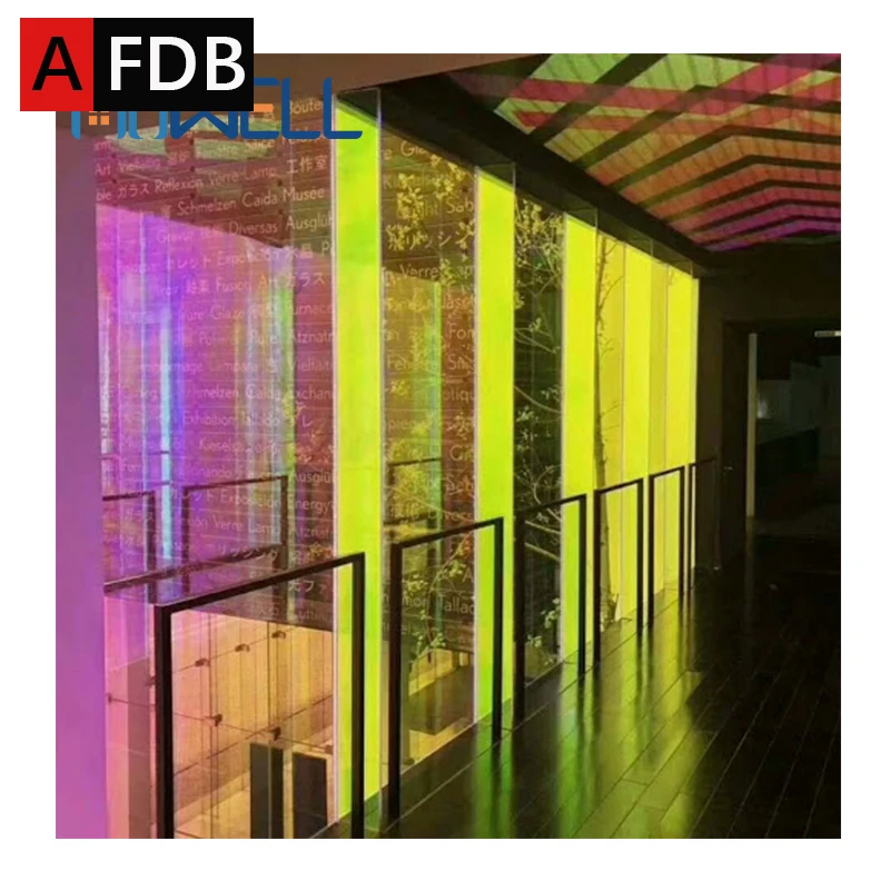 Decorative Iridescent Window Film Self Adhesive Glass Film Chameleon Rainbow Effect for Home Decal DIY Dichroic Window Sticker
