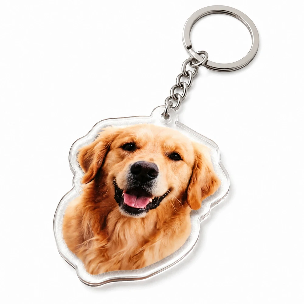 Custom Family Acrylic Keychain Personalized 2D Flat Photo Keyring On Bags Birthday Jewerly Gift For Men Women Family  Keychain view 4