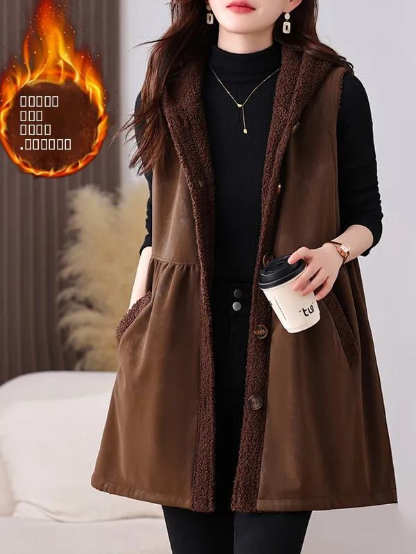 معطف شتوي من الفرو والجلد مقاس كبير مع غطاء للرأس من Meimei Big Brand Commute Sle Pure...