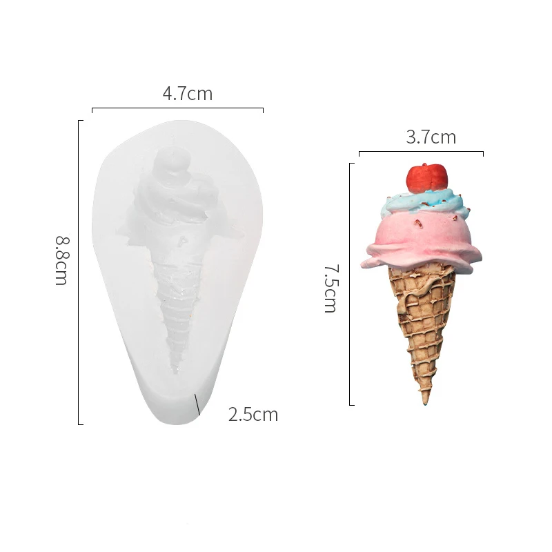 Mini Summer Ice Cream Cone Popsicle Silicone Mold DIY Party Baby Birthday Cupcake Fondant Decor Tools Candy Clay Chocolate Mold