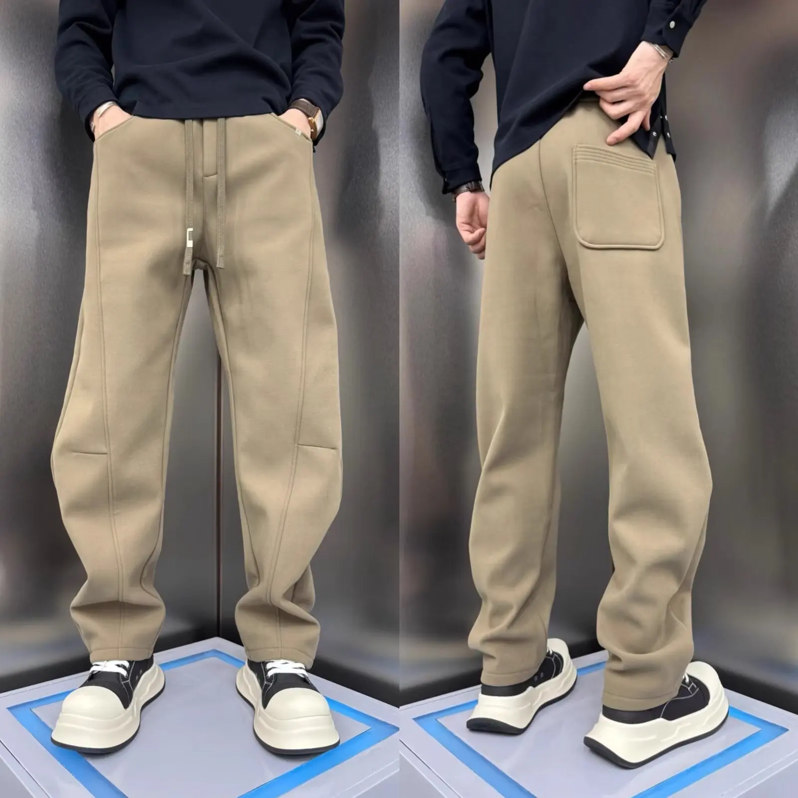 

American Style Retro Patchwork Loose Straight Leg Men's Casual Pants Trendy Brand Spring Autumn Sports Pants Polyester Fiber