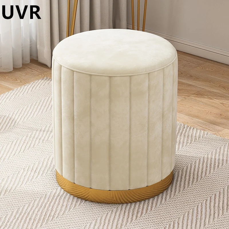 UVR Modern Light Luxury Living Room Tea Table Sofa Shoe Changing Stool Round Stool Simple Storage Vanity Stool Home Furniture