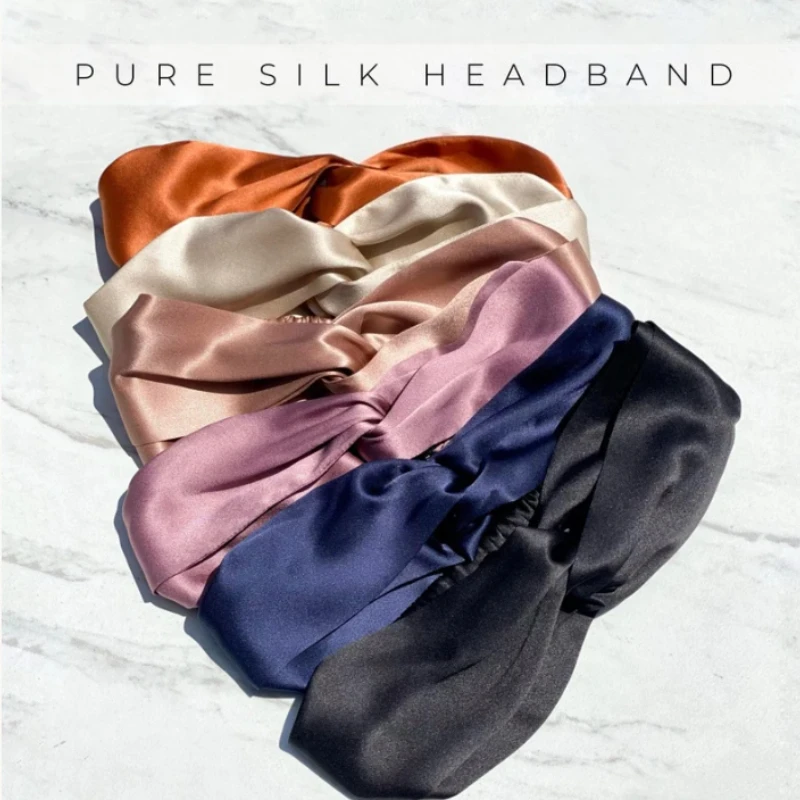 

Pure Silk Headband | 100% Mulberry Silk Headband | Luxury Hair Wrap ,Silkly Turban , Double Twist Hair band Front Knot