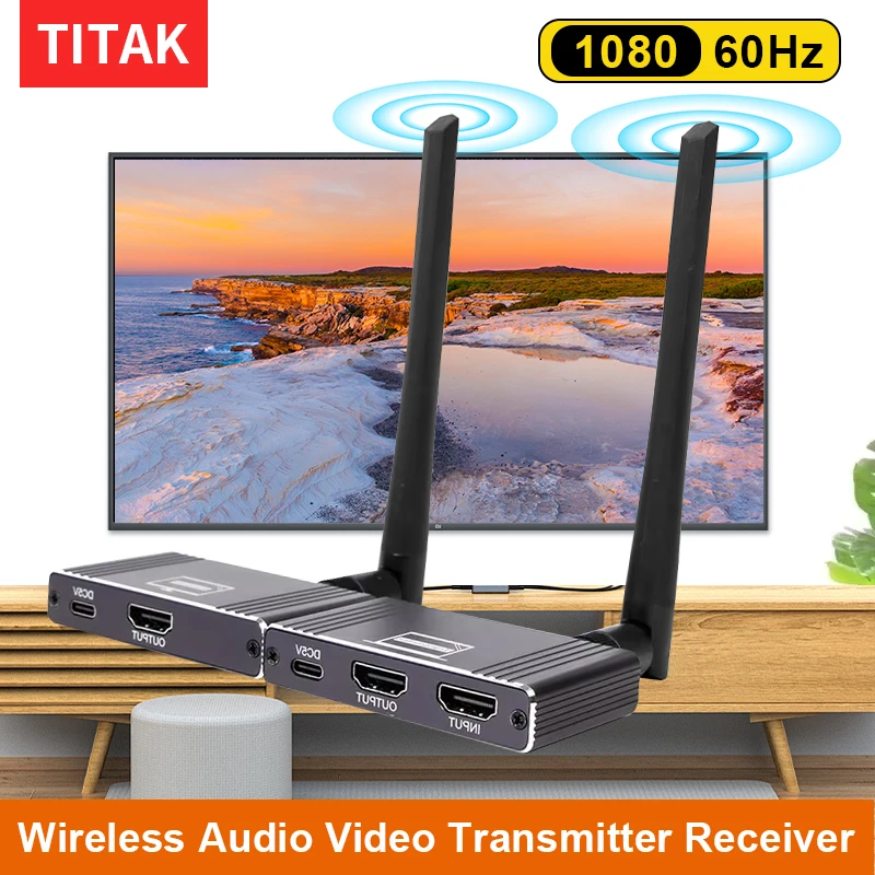 

5.8Ghz 150M Wireless HDMI Extender Video Transmitter Receiver 1 To 4 Splitter Screen Share for PS4 DVD Camera PC To TV Monitor