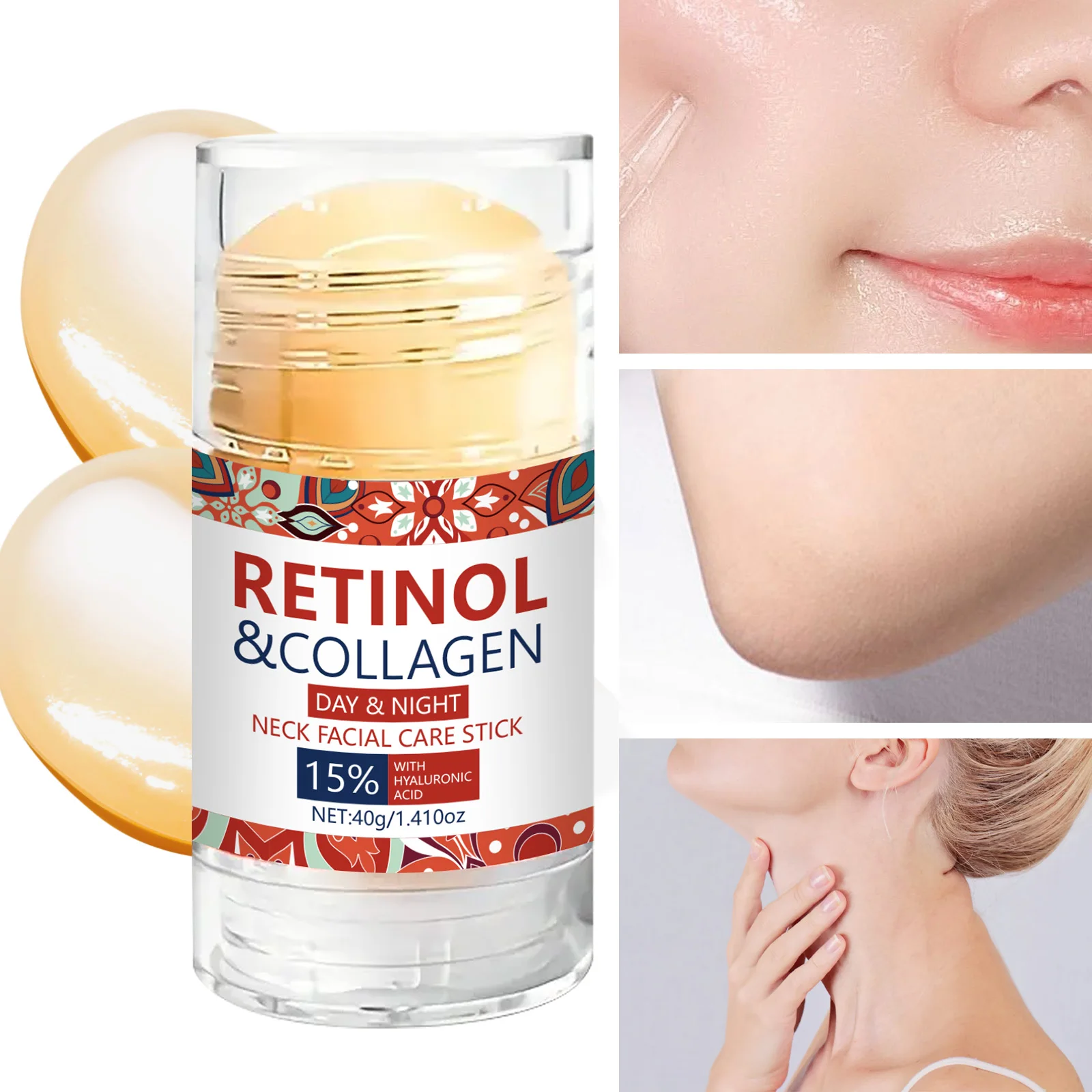 40g Retinol colágeno cuello cuidado Facial crema en barra desvanece línea fina levantamiento de la piel para cara cuello cuerpo mejora el brillo de la piel