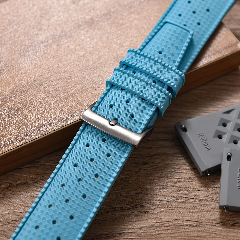 18/19/20/21/22/23/24 مللي متر الاستوائية FKM ساعة مطاطية العصابات الإفراج السريع FPM حزام دائم لينة معصمه مقاوم للماء ساعة رياضية #4