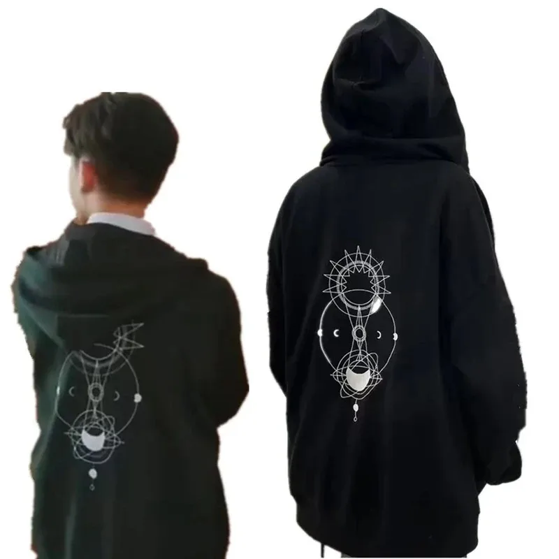 

TV Series The Eclipse Akk Ayan Cosplay Costume Adult Unisex Black Zipper Hoodie Top Coat Jacket Pullover Sweatshirt Casual
