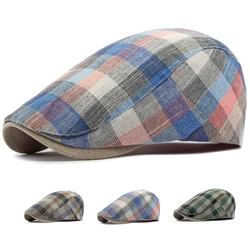 HT4354 Berets for Men Women Classic Plaid Artist Painter Beret Hat Spring Summer Sun Flat Cap Male Female Adjustable Beret Caps